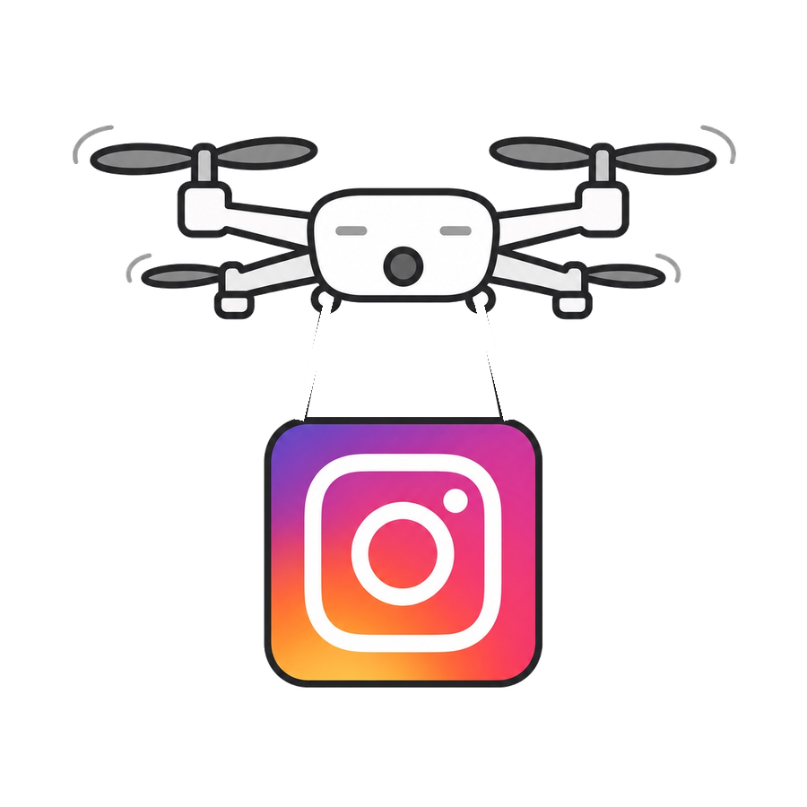 ドローンがInstagramロゴを運ぶアイコン